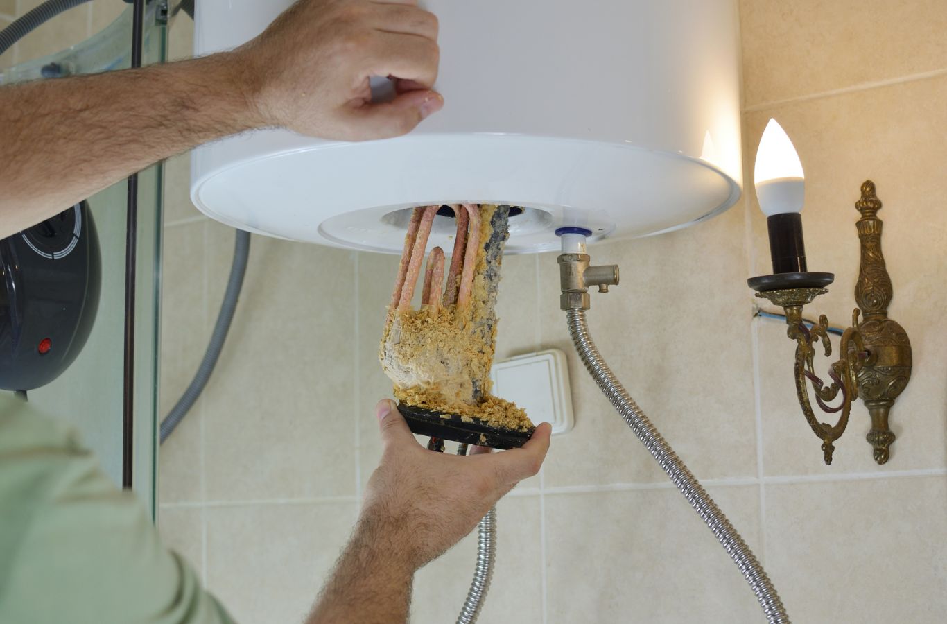 Scaled heating element, shown for Wanda’s Water Heaters in York County, ME. Water Heater Installation Near Me.